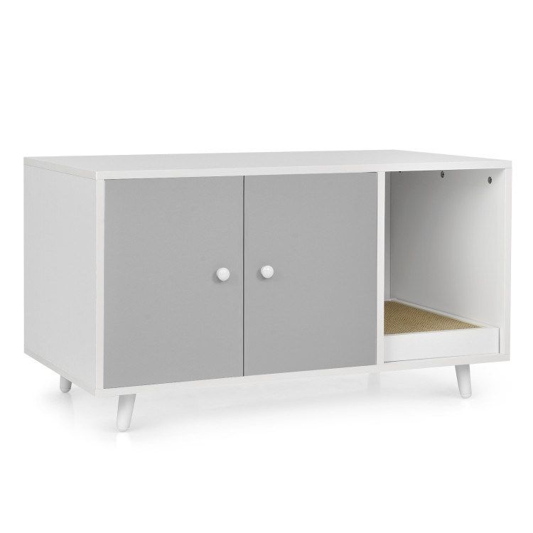 Cat Litter Box Enclosure with Divider and Double Doors_voghion.com