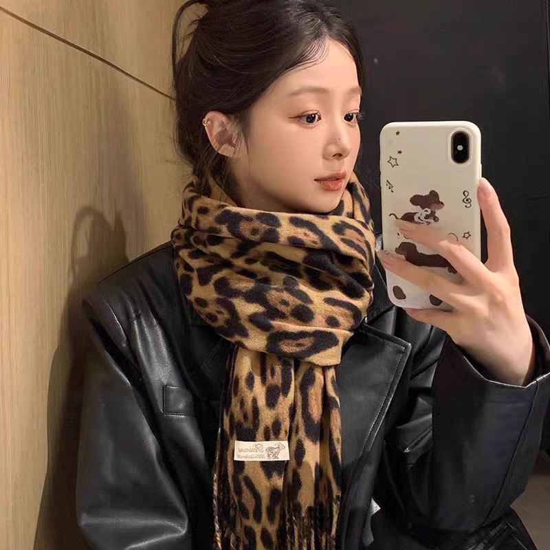 Thousand Bird Grid Scarf for Women, Autumn and New St, Student Versatile, Thickened Warm Scarf, Tassel, Winter Ins_voghion.com