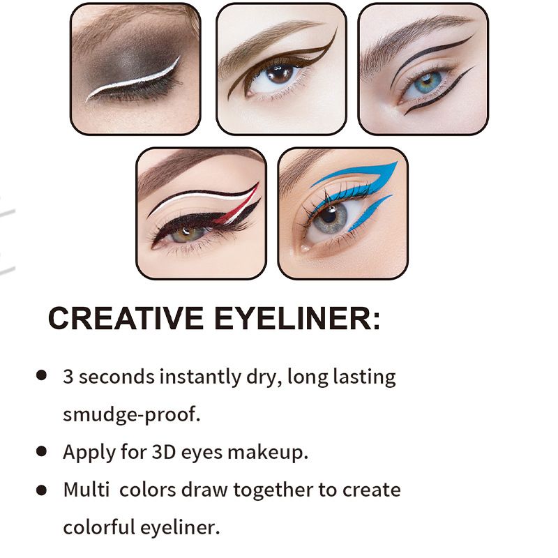5-Color Set Smudge-Resistant Sponge Tip Pen One-Stroke Liquid Eyeliner_voghion.com