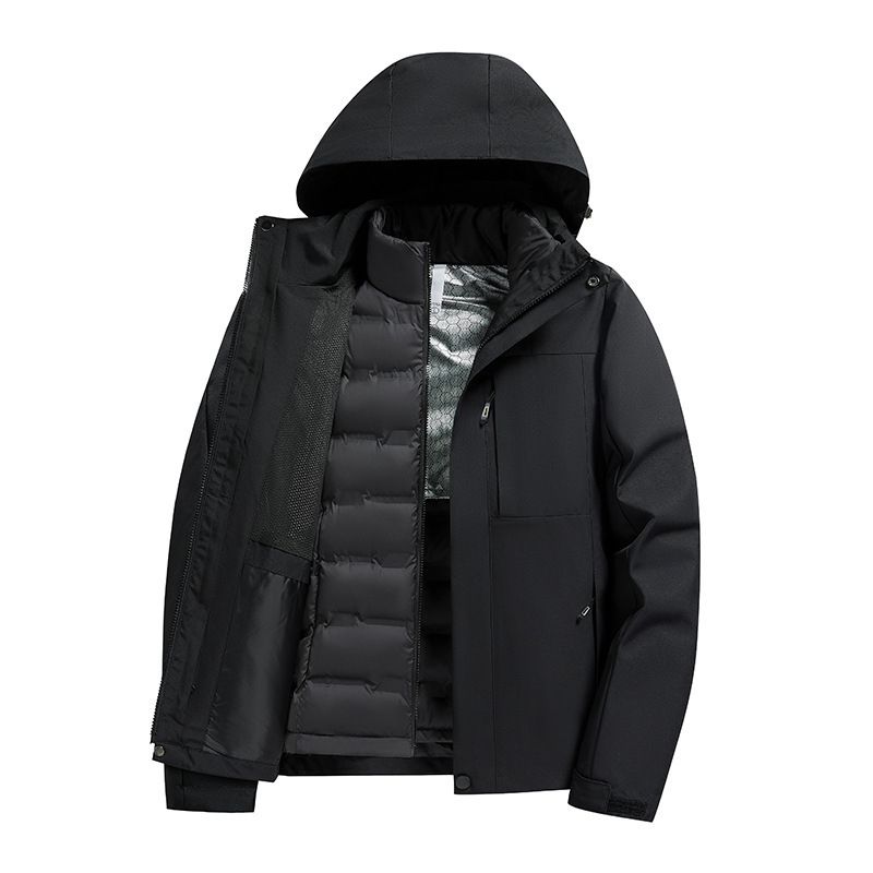 Outdoor 3-in-1 wasserabweisende abnehmbare dreiteilige Daunenjacke zum Wandern, winddicht, wasserdicht_voghion.com