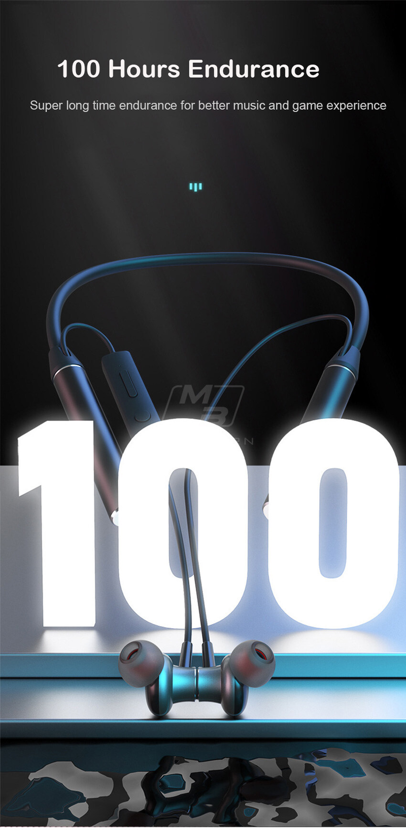 2024 Wireless Earbuds Neckband Wireless Headphones Neck Hanging Earbuds Gaming Earphone E-Sports Soft Silicone Sport Earphone HD Stereo Headset Magne_voghion.com