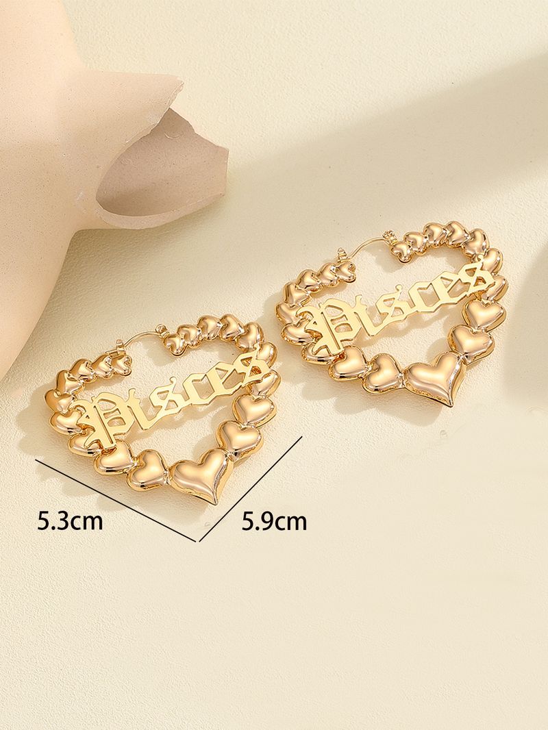 Statement Large Exaggerated High-end Feel DIY Letter Bamboo Knot Heart Earrings_voghion.com