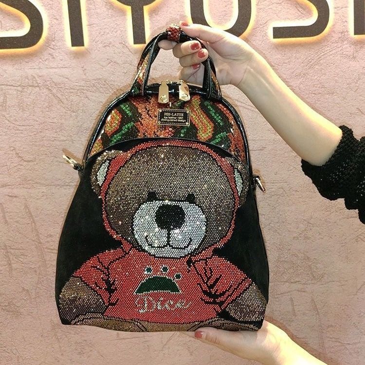 24 Autumn Winter New Style Backpack With Rhinestones, High-Quality Fashionable Large Capacity Lightweight Versatile Hot_voghion.com