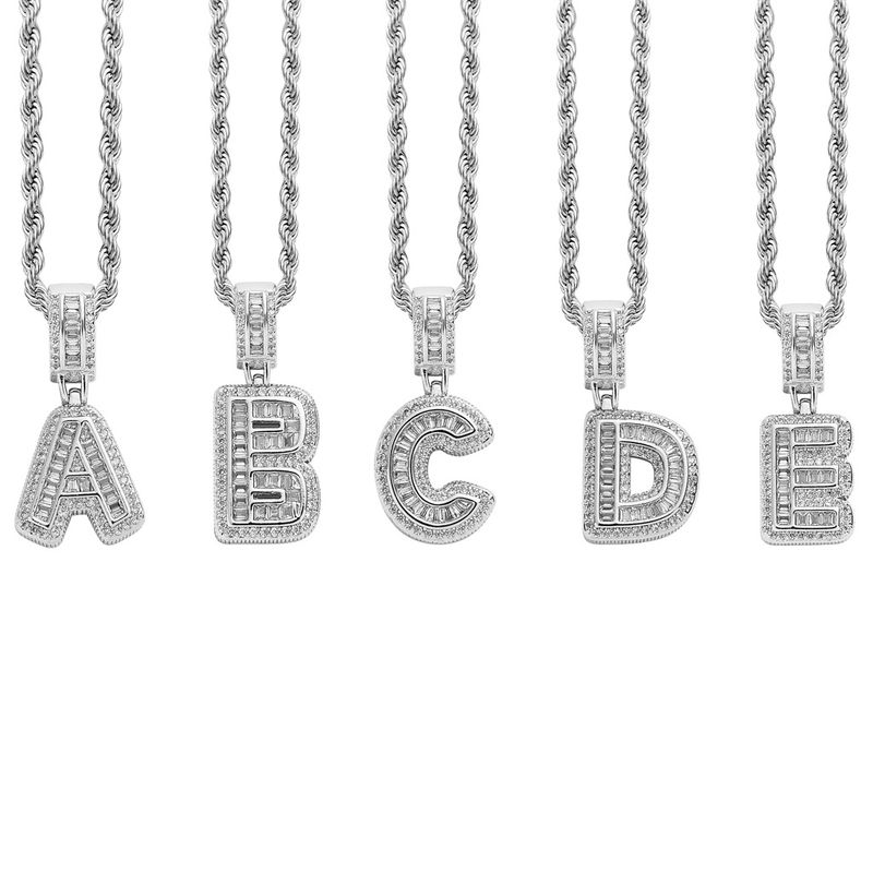 Collana hip hop rock sugar square zirconio ciondolo lettera inglese moda hip hop uomo e donna lettera collana personalità alla moda_voghion.com