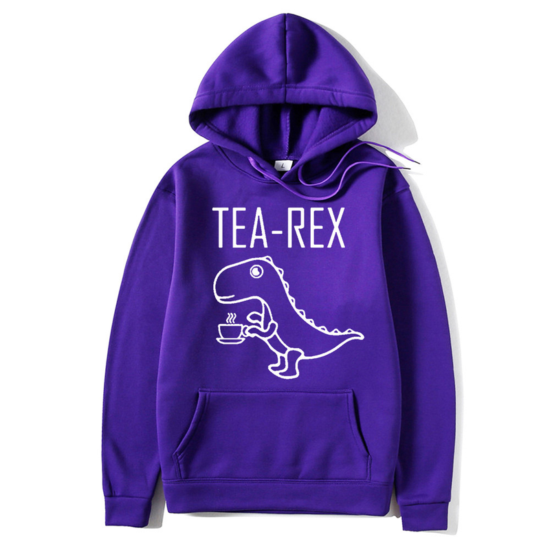 Nuovo simpatico dinosauro che beve caffè Maglioni da uomo e da donna con cappuccio di tendenza di strada_voghion.com