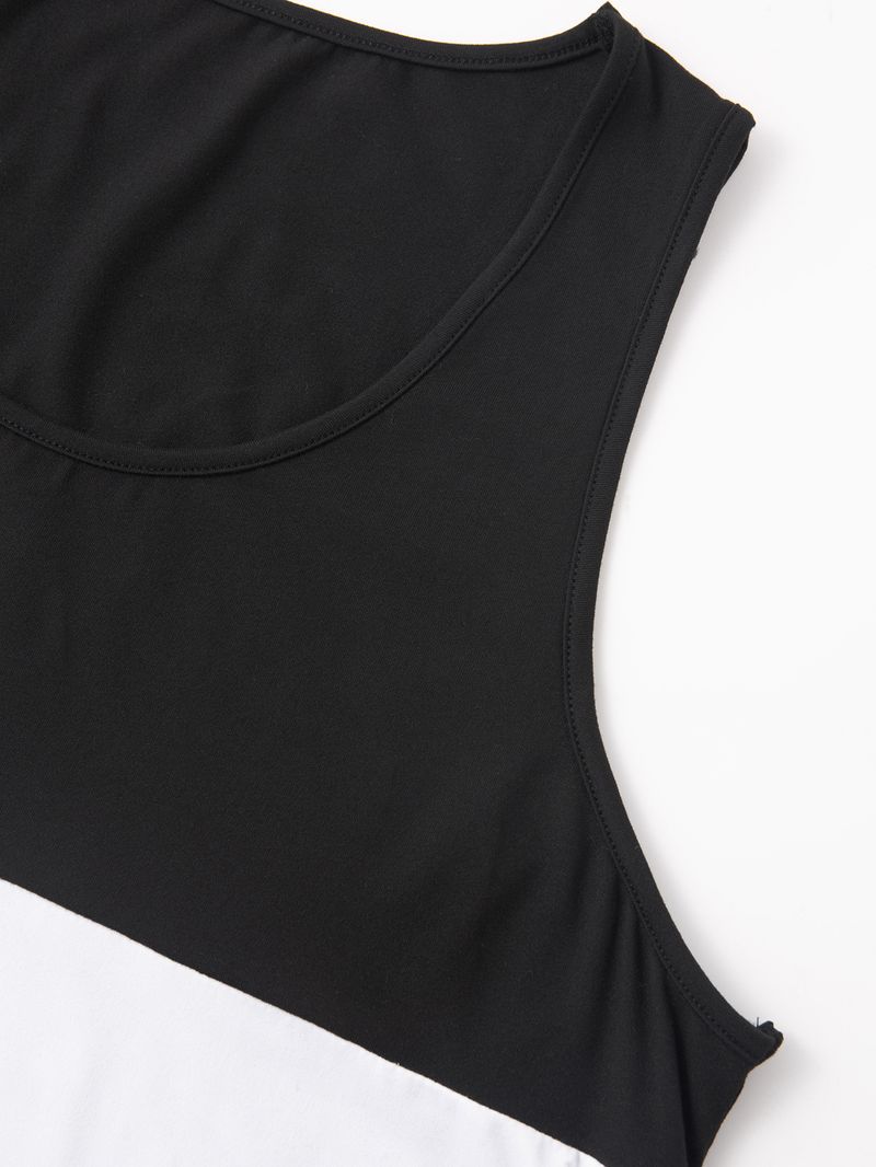 Chaleco deportivo holgado para hombre con costuras en contraste de colores para correr_voghion.com