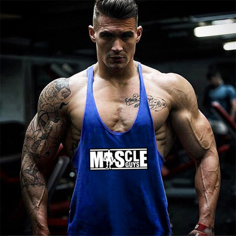 Bodybuilding and Fitness Exercise Deep Digging Thin Shoulder Strap Pure Cotton Fitness Tank Top_voghion.com