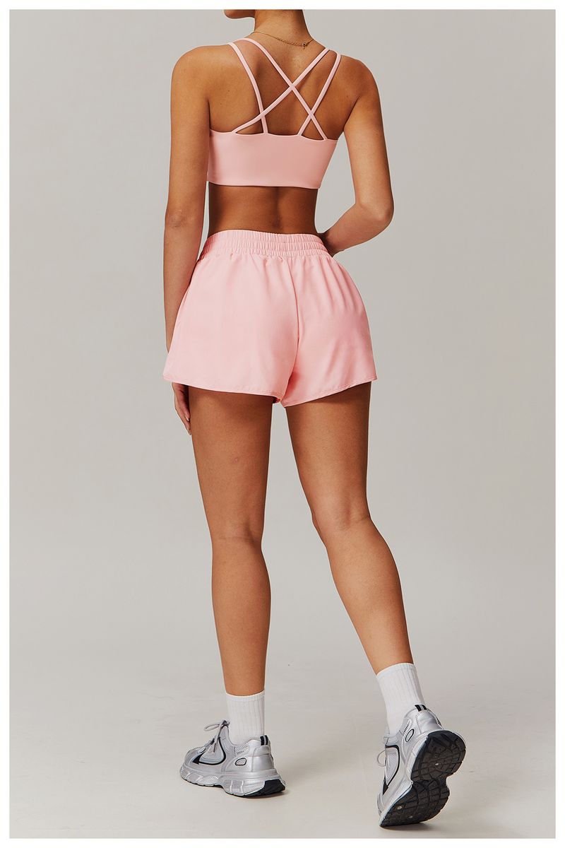 Pantaloncini da yoga a vita alta con fodera integrata, pantaloncini da allenamento traspiranti ad asciugatura rapida per donna, pantaloncini da corsa senza cuciture con design che solleva i glutei_voghion.com