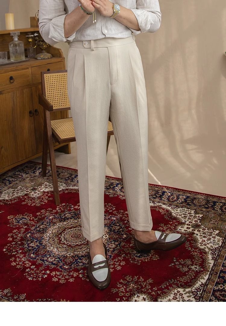 Roupas masculinas, novas calças retrô versáteis e modernas para deslocamento_voghion.com
