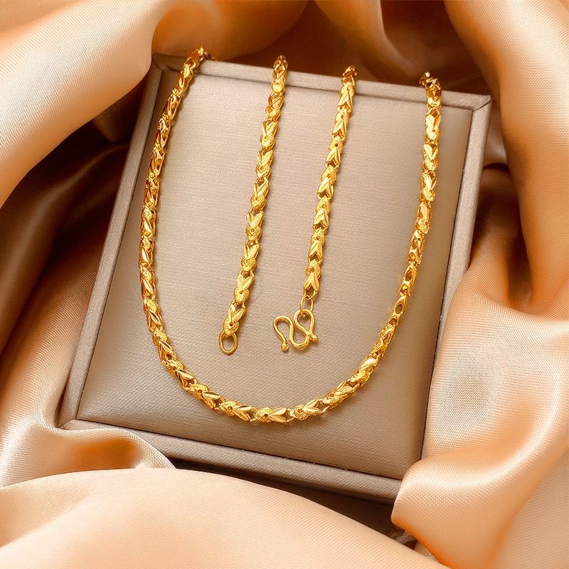 Collana in oro sabbia vietnamita con coniglio, 45 cm, per uomo e donna, placcata in oro, collana spessa, stile coppia, lunga durata, resistente al colore_voghion.com