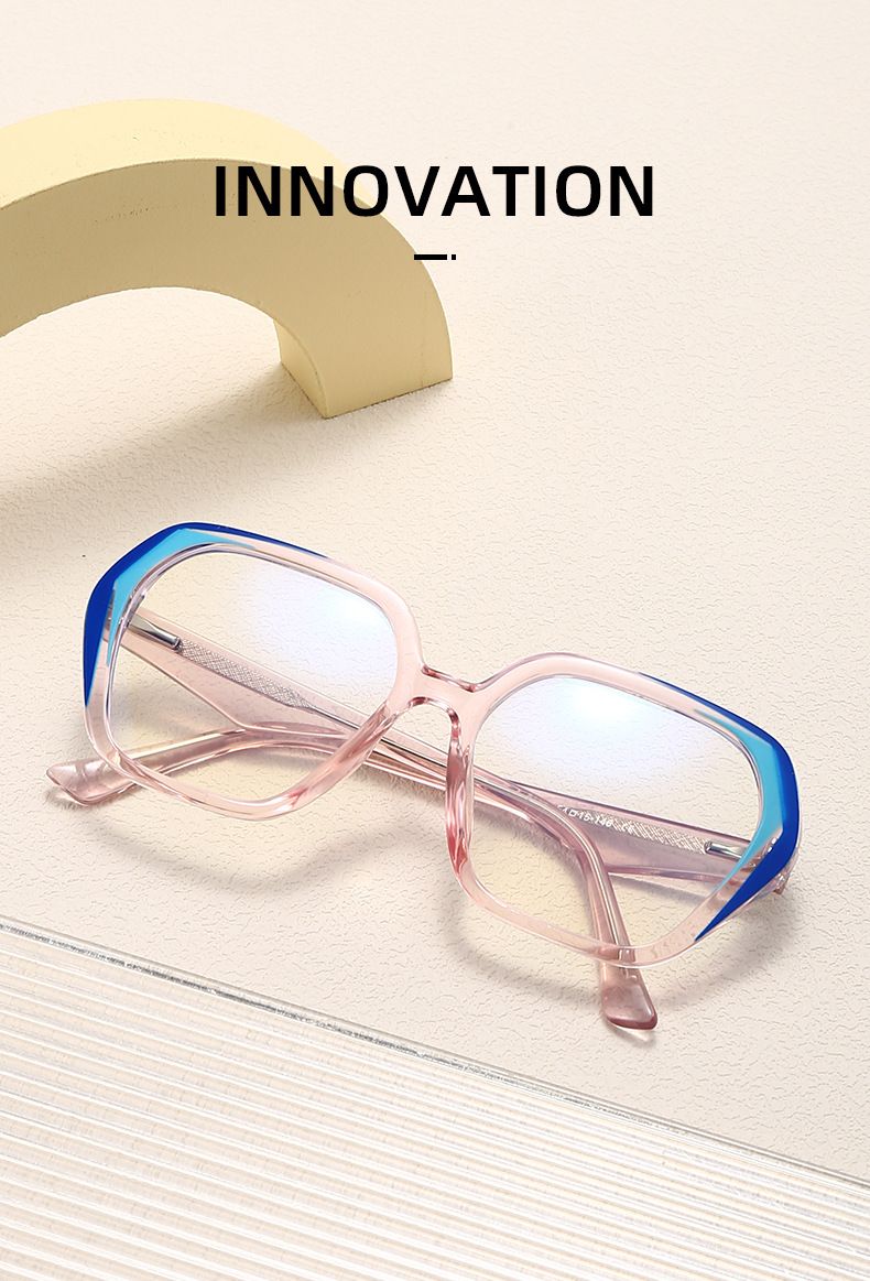 Occhiali anti luce blu 2024 per PC da donna, alla moda, con attacco per gamba, colore piatto, con specchio 5728_voghion.com