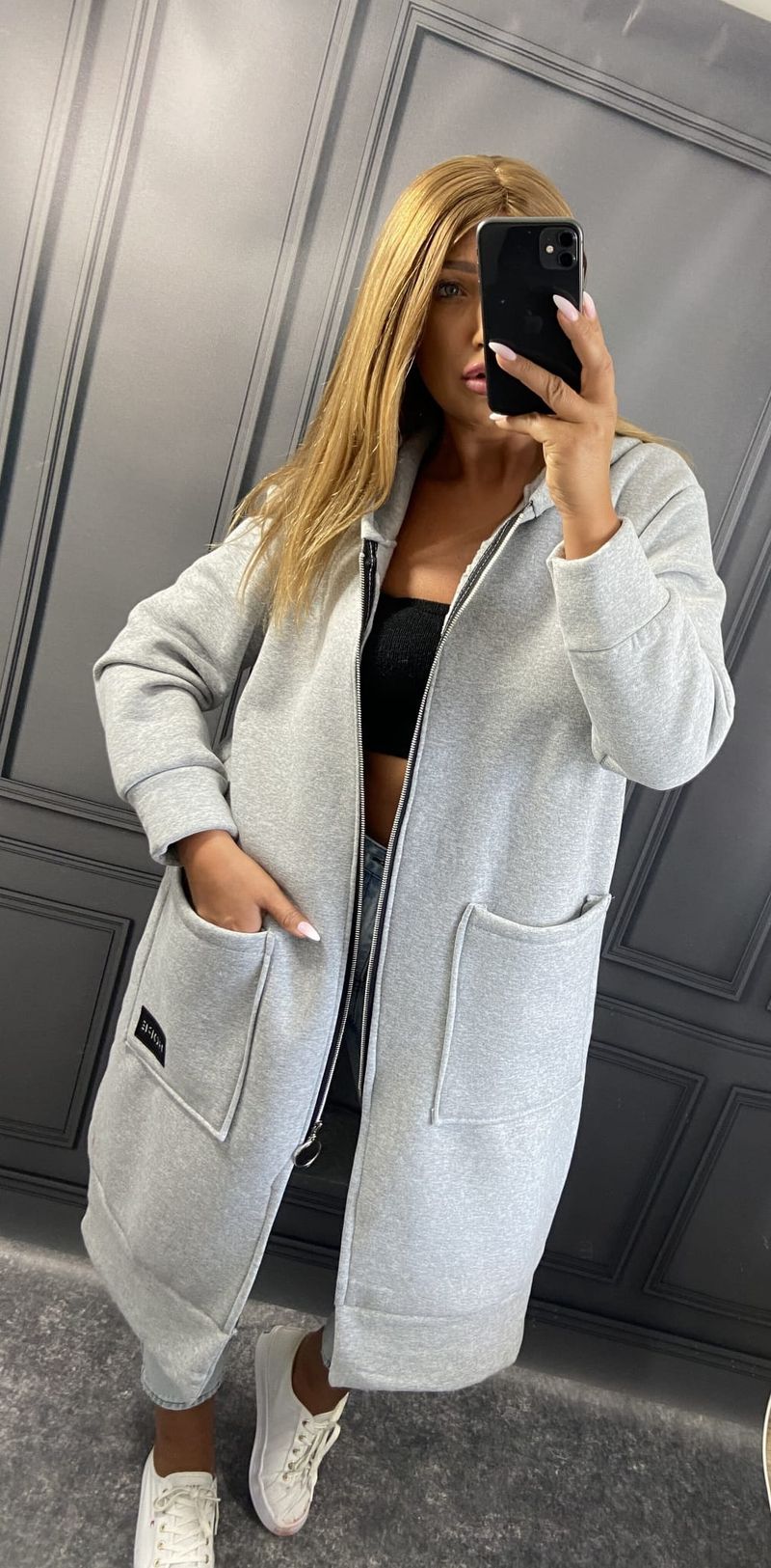 Abito in maglia oversize con cappuccio – Tunica lunga in velluto con tasche – Moda autunno/inverno casual e comoda_voghion.com