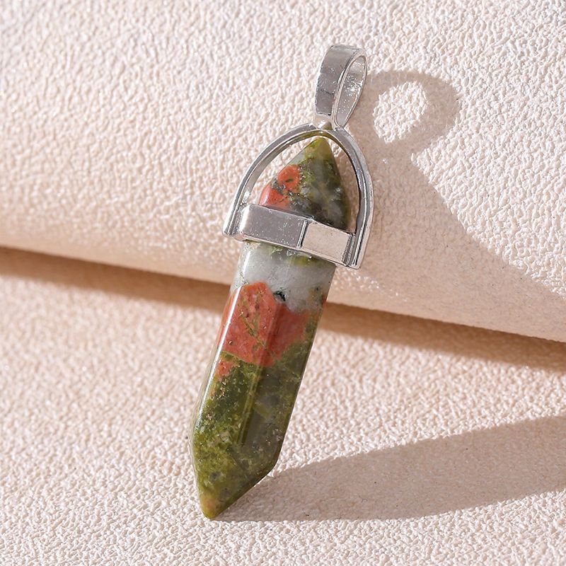 Natural stone pendant amethyst pink crystal hexagonal column pendant double pointed bullet single pendant accessories_voghion.com