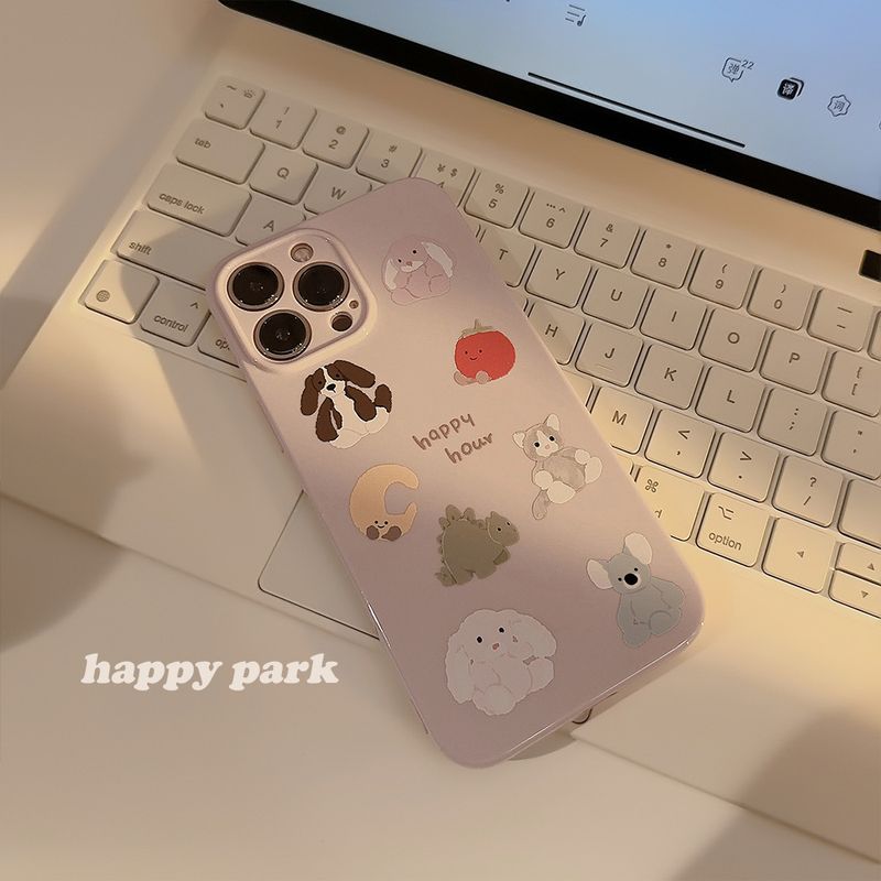 Custodia per cellulare iPhone14 con cucciolo dipinto a olio graffiti 15ProMax morbida e carina, cartone animato 13 set 12 applicabile all-inclusive_voghion.com
