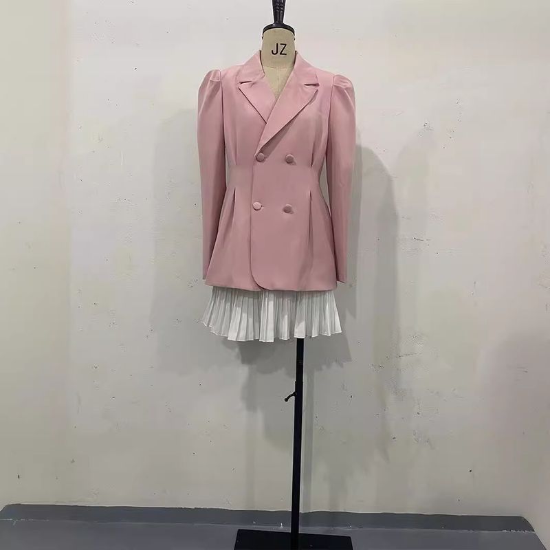 2024 Herbst neuer Stil Rosa Girly Herzknopf Langarm Blazer_voghion.com