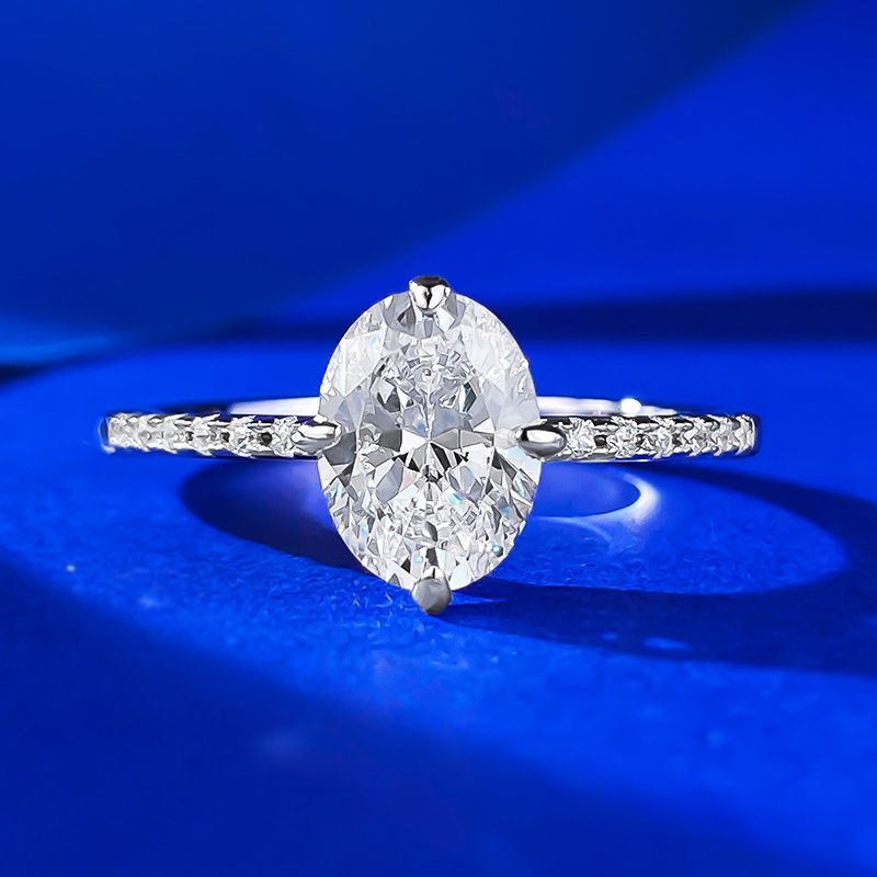 S Pure Silver Instagram Style Minimalist Index Finger Versatile 6 * 8 Oval Women's Diamond Ring Jewelry_voghion.com