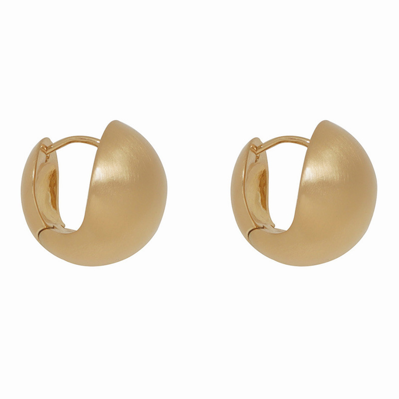 Korean version of S silver matte semi niche brushed round ball earrings, high-end and cool style earrings for women_voghion.com