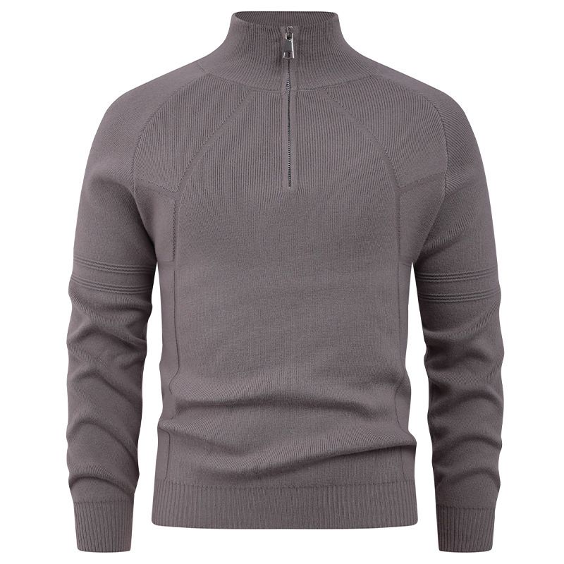 Autumn And Winter Lazy Style Pullover Knit Sweater Jacket, Loose Inner Wear Base Shirt, Half-Zip Knitted Sweater For Men_voghion.com
