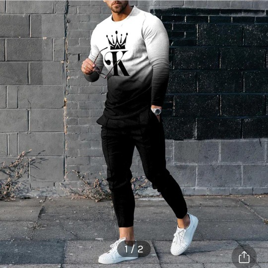 2022 New hoodie for casual round neck 3D digital printing two-piece men's set_voghion.com