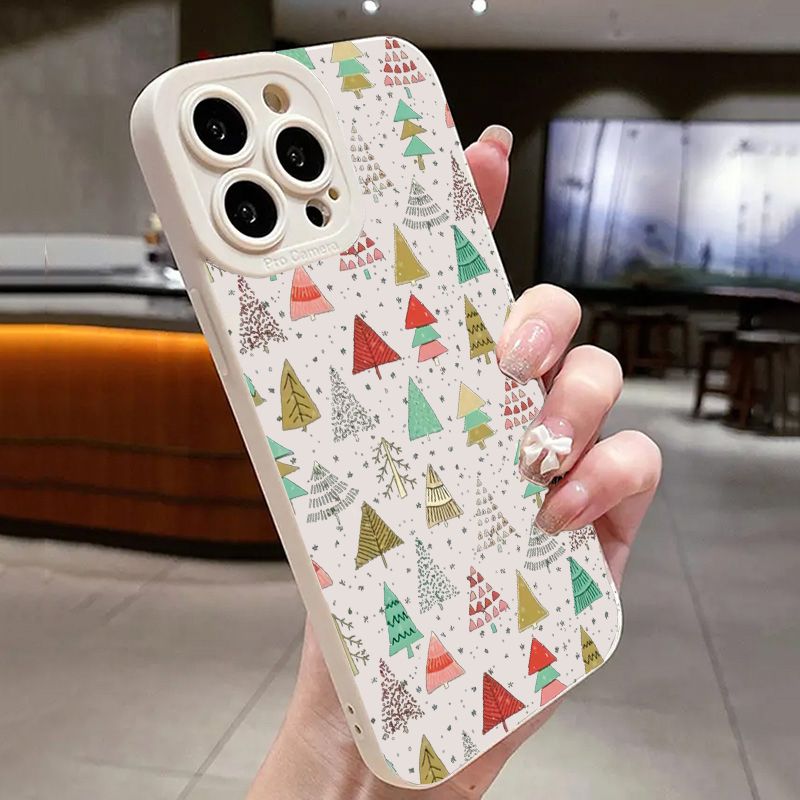 Festive Christmas Tree Graphic Phone Case For 16 15 14 13 12 11 Pro X XR XS SE2 8 7 Plus Pro Max Mini Silicone Back Cover_voghion.com