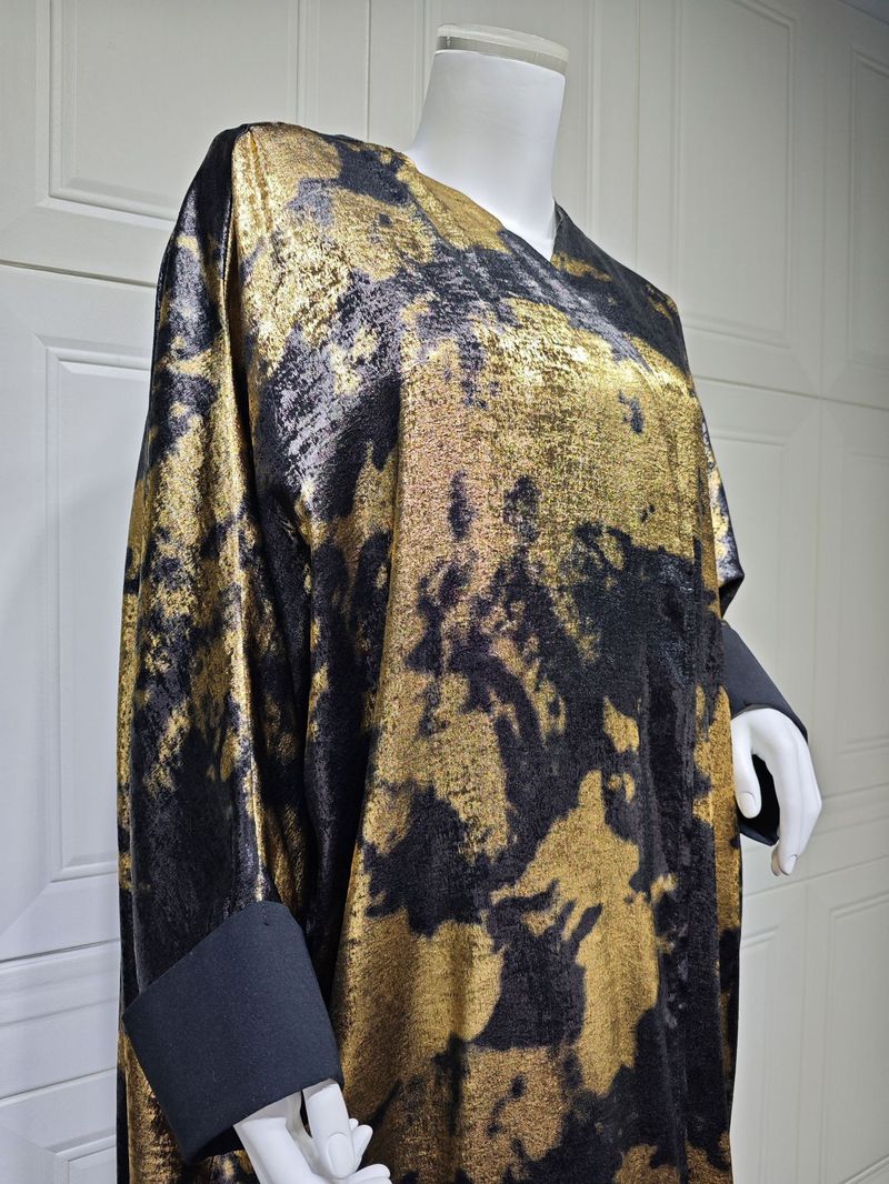 Damkläder Mellanöstern Muslimska damkläder Ny lös kappa Dubai Hot Stamping Abaya Cardigan Robe Damkläder Spot_voghion.com