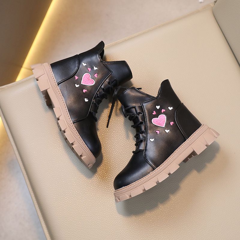 Kinderschuhe Mädchen Martin Stiefel 2024 Neue Frühjahr und Herbst Schwarz Laufsteg Kurze Stiefel Kinderstiefel Kleine Mädchen Kinderstiefel_voghion.com