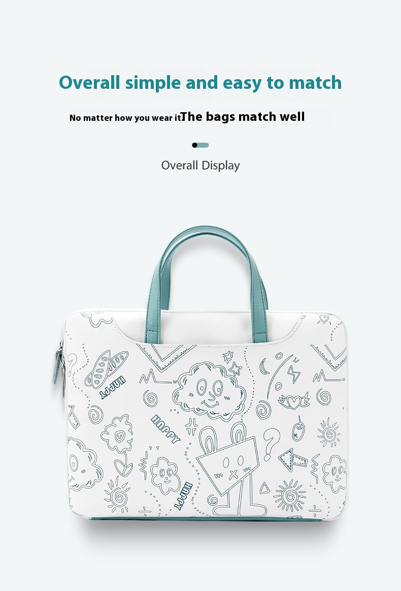 Geantă pentru laptop, noul tip din 2025, cu imprimeu de desene animate drăguțe, potrivită pentru pachete de alimentare pentru laptopuri Applo Macbook de 14 inch și 15,6 inch_voghion.com