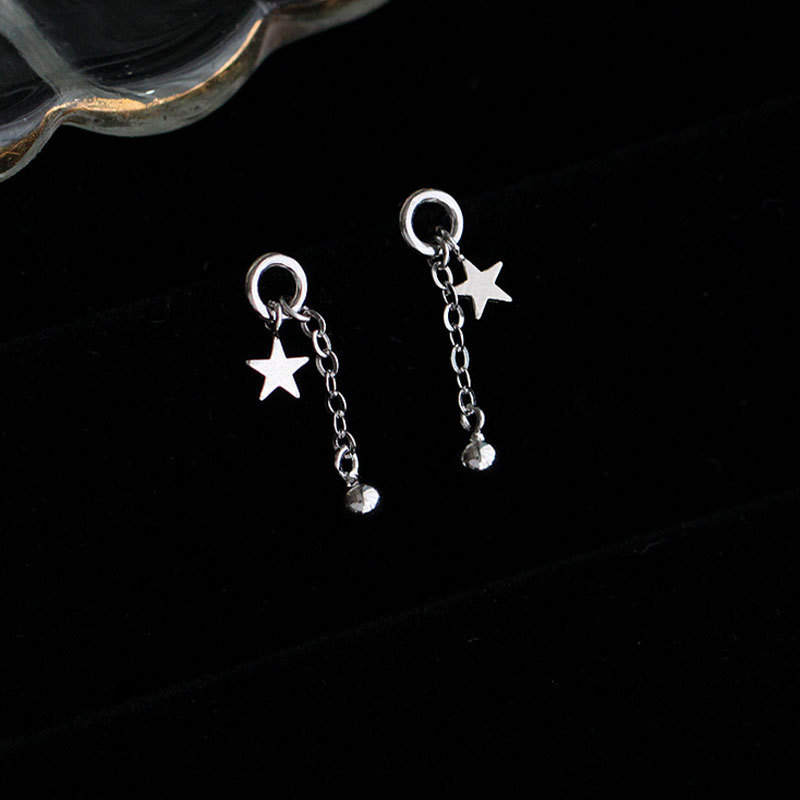 Sier Sterling VENUS Piccola stella con sfera Simpatici orecchini pendenti con stella a cinque punte per gioielli alla moda da donna_voghion.com