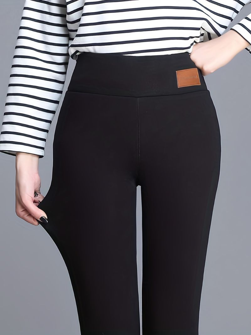 Vêtements pour femmes en cuir d'agneau et velours épais, leggings d'automne et d'hiver, pantalons chauds pour femmes_voghion.com
