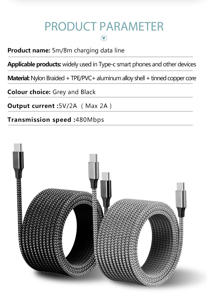 Type To C PD 60W 3m 5m 8m 10-meter Extension Cable For IPhone 15 PRO MAX Plus Huawei Samsung Xiaomi OPPO_voghion.com