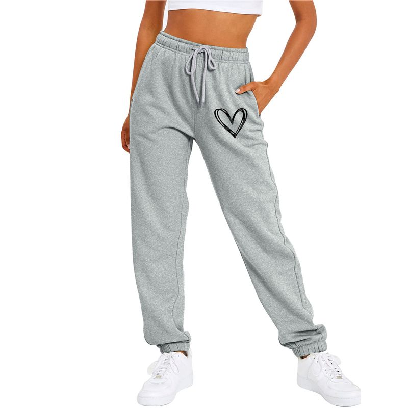 Women's Sweatshirt With Fleece Base Lace-up High-waisted Casual Pants_voghion.com