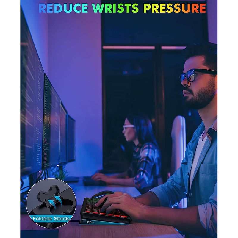 Wireless Keyboard And Mouse Combo RGB Backlit, Rechargeable Light Up Letters, Full-Size, Ergonomic, Sleep Mode, 2.4GHz_voghion.com