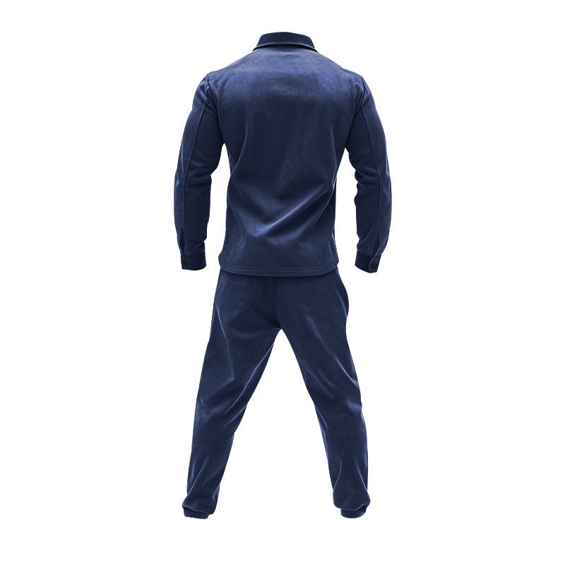 Autumn And Winter Jacket Casual Pants Two-piece Men's Solid Color Suede Suit_voghion.com