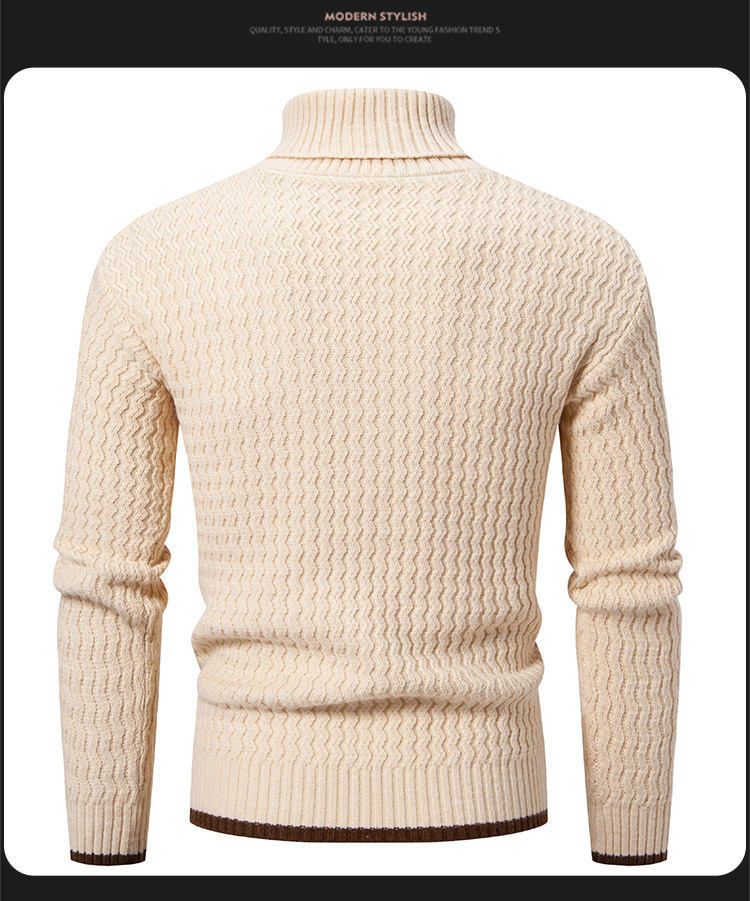 Herrenbekleidung Lässiger Pullover Mode Verdrehter Rollkragenpullover Jugendmode Gestricktes Unterhemd_voghion.com