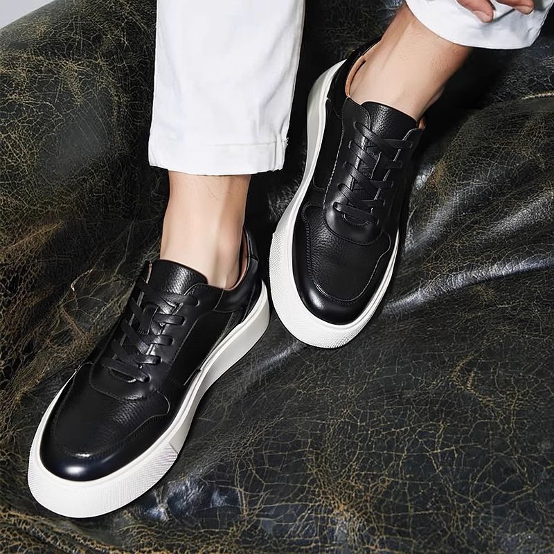 New Style 2025 New Breathable Leather Sneakers High-End Trendy Versatile Fashion Light Luxury Casual Men's Shoes_voghion.com