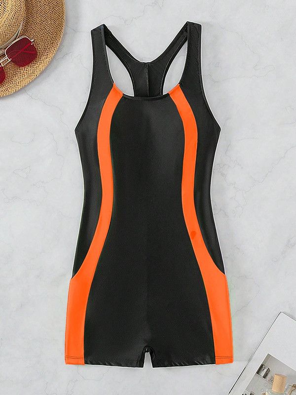 Heldräkter Nya Heldräkter Kontrastfärgad Baddräkt Boxer Sport Fritid Vacker Rygg Baddräkt Strand Semesterstil_voghion.com