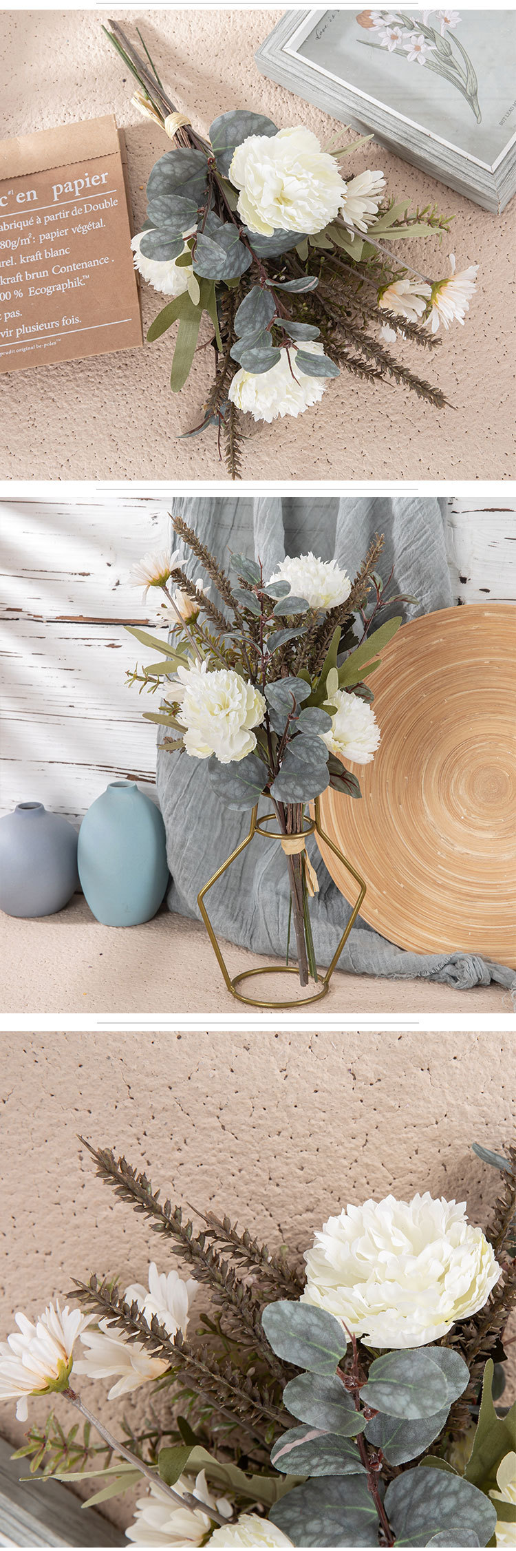 Grenseoverskridende Xuena Lulian-håndbok Kunstig blomst hjemmedekorasjon Blomsterdesign Bryllupsbukett Veggdekorasjon CF01218A_voghion.com