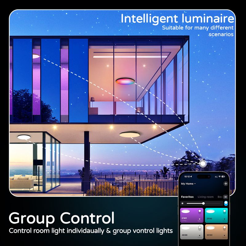 Glühbirnen Smart Wifi Bluetooth Fernbedienung Dimmen Farbe Stimme Moderne ultradünne einfache schwarze Rahmen Drei-Beweis-Deckenlampe_voghion.com