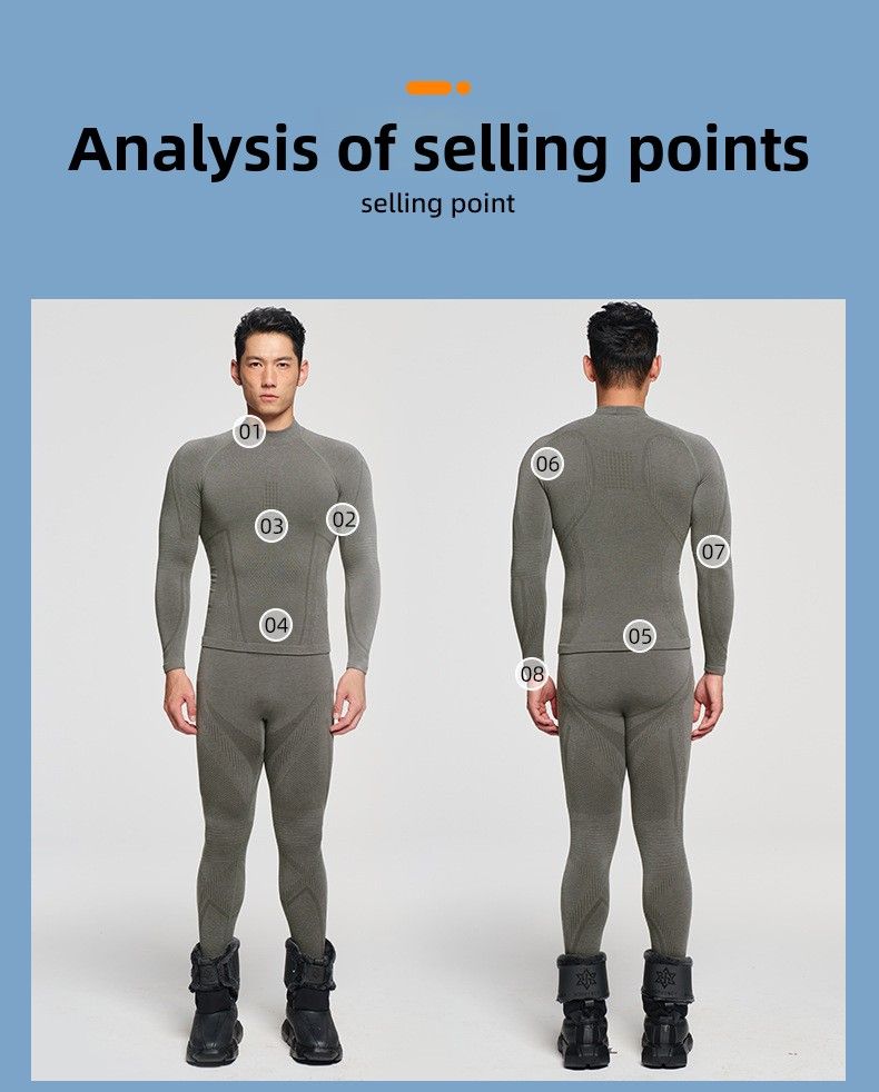 Outdoor-Ski-Thermounterwäsche-Set für Herren und Damen, schweißableitende Basisschicht für Bergsteigen, Profisport_voghion.com