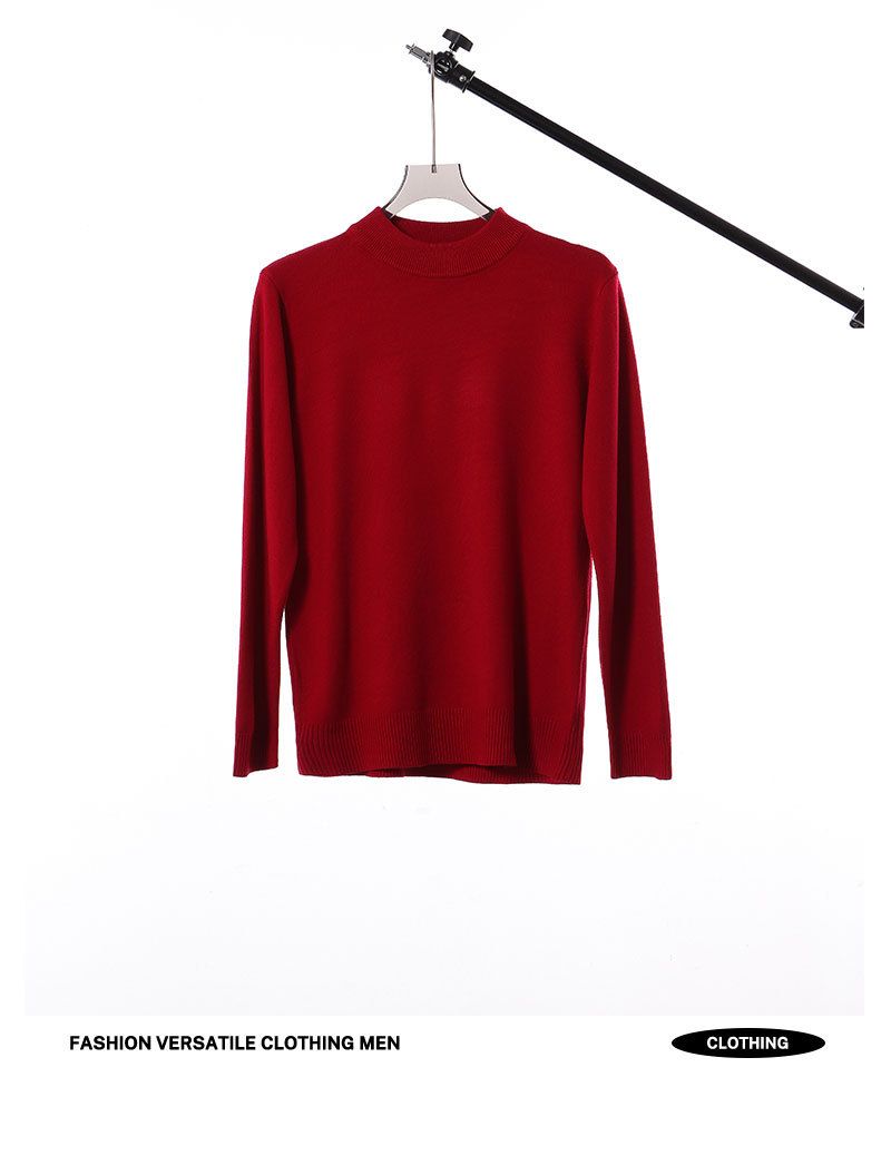 Maglione in cashmere da uomo, stile trendy, casual, caldo, con scollo rotondo, tinta unita, autunno inverno_voghion.com