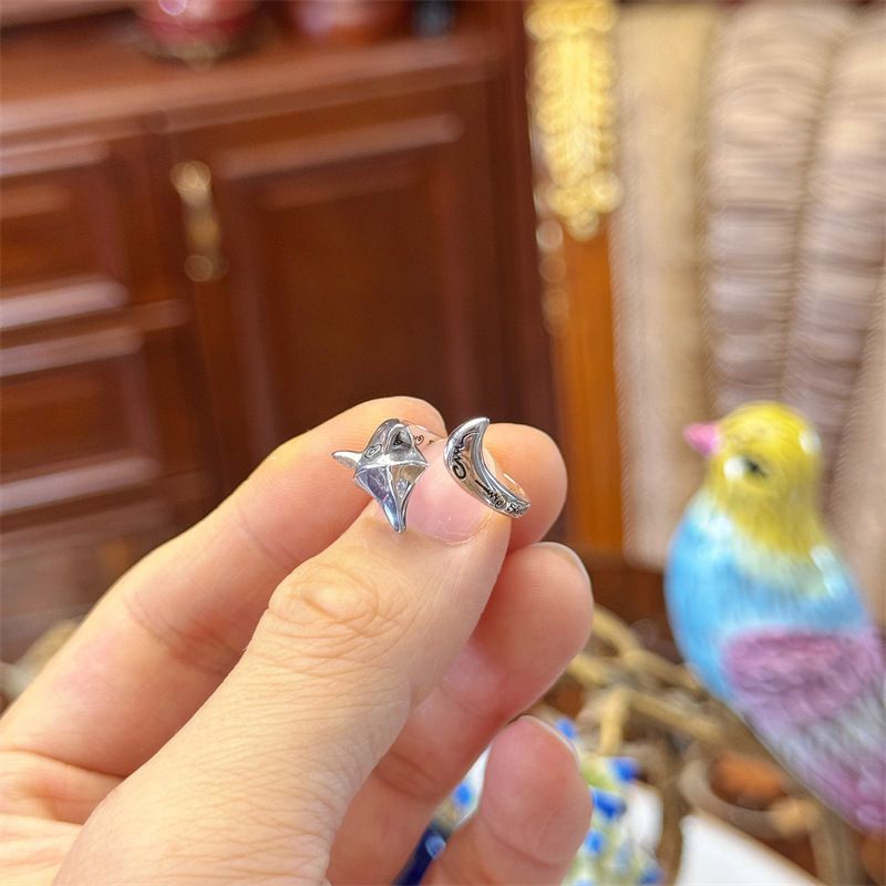 Anello con amuleto cubano Wenli e piccola volpe thailandese, misura regolabile_voghion.com