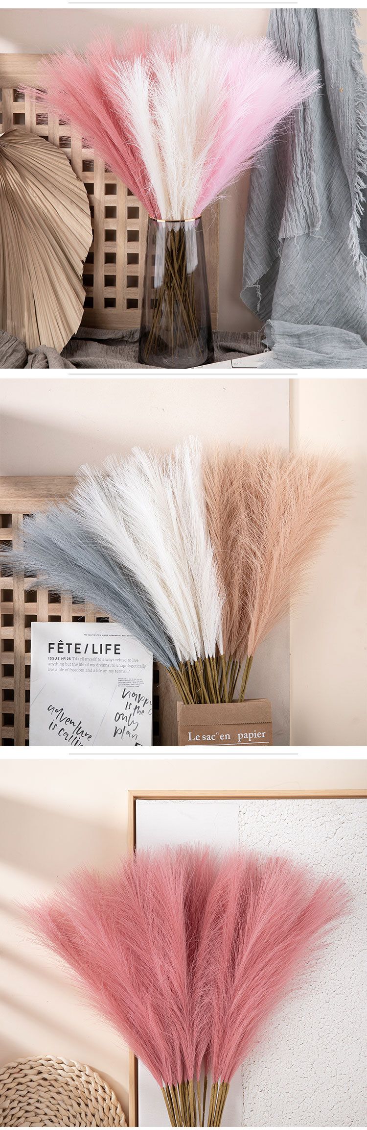 Commercio all'ingrosso mini pampa canna erba INS stile produttore di fiori artificiali decorazione della casa matrimonio fiore artificiale MW85102_voghion.com