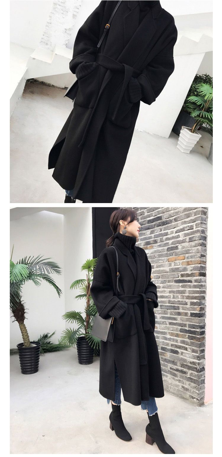 Damenbekleidung Langer Wollmantel für Damen – Übergroßer Trenchcoat mit Gürtel, warmer Winter-Peacoat für zierliche, elegante und stilvolle Oberbekleidung_voghion.com