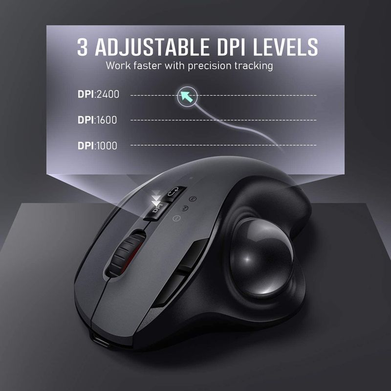 Jomaa Trackball Bluetooth+2.4G Dual Mode Rechargeable Wireless Mouse For PC Computer Laptop Tablet Gamer Mause_voghion.com