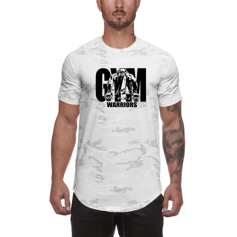 Américain course Fitness camouflage haut hommes été nouveau demi manches T-shirt à la mode sport à manches courtes chemise_voghion.com