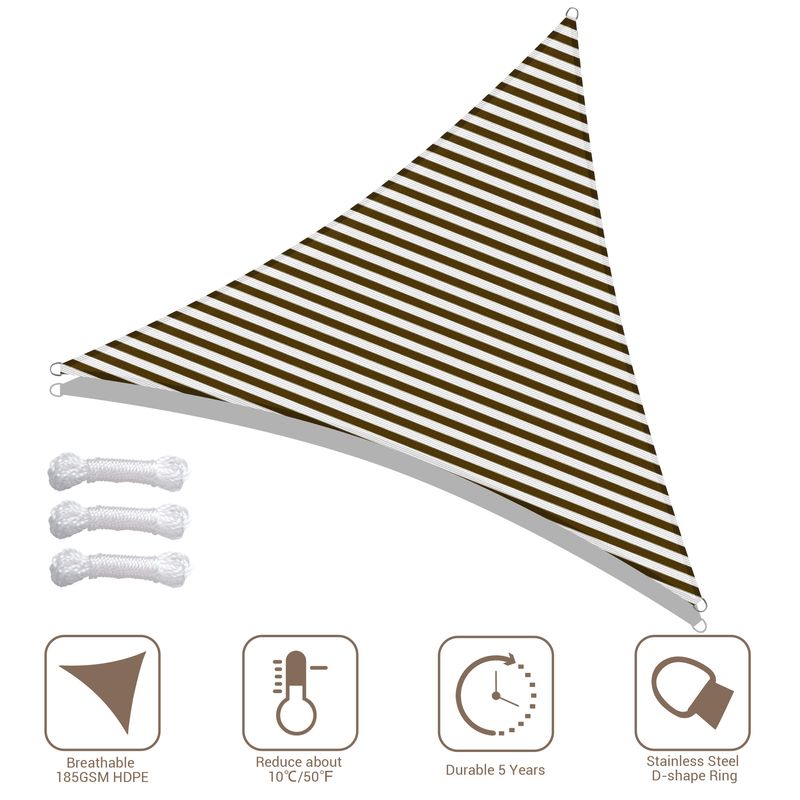 22' x 22' x 22' Triangle Sun Shade Sail/ Coffee+White_voghion.com