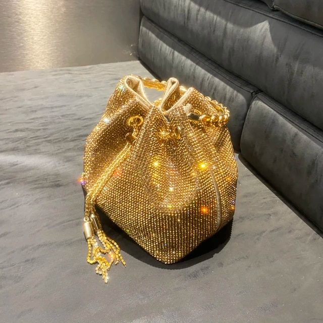 purses and handbags bags for women luxury Designer bucket clutch purse evening banquet bag Crystal rhinestone shoulder bag_voghion.com