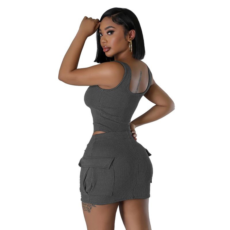 Ensemble deux pièces bikini et jupe courte en tissu jacquard décontracté pour femme_voghion.com