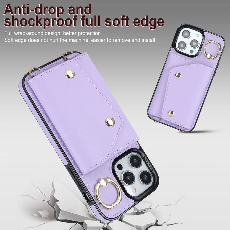 Custodia a tracolla per iPhone 16, custodia protettiva con cerniera, custodia in pelle per iPhone 15 Pro Max._voghion.com
