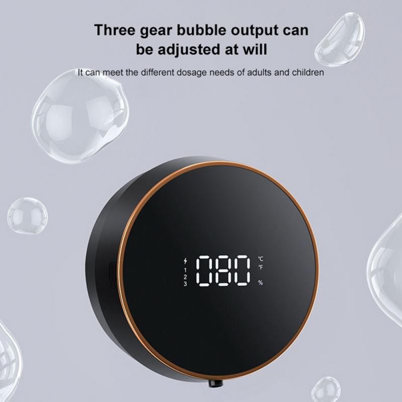 1 Stück Wand-montierter automatischer Seifenspender, berührungsloser Seifenspender, LED-Anzeige, wasserdicht, wiederaufladbarer Schaumseifenspender über USB_voghion.com